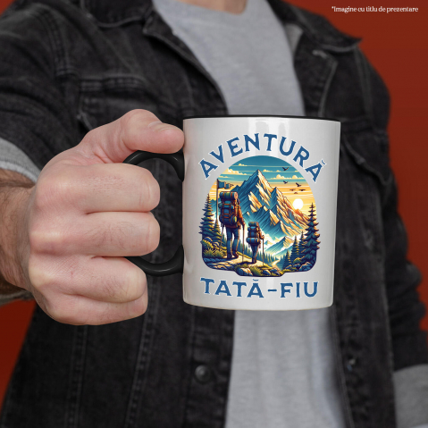 Cana Personalizata "Cuplu Sportiv prin Munți cu Rucsaci – Aventuri în Natură pentru Tată și Fiu" [1]
