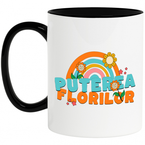 Flori - Cana Personalizata Curcubeu Colorat de Flori Diverse | Puterea Florilor și Frumusețea Naturii | Cadou Personalizat