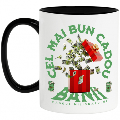 BANI - Cana Personalizata Cutie Cadou Roșie cu Bancnote în Zbor – „Cel mai Bun Cadou” Milionar – Cadou Personalizat pentru Familie, Copii, Tati, Prieteni