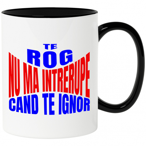 Cadouri Pentru Ea - Cana Personalizata cu Design Abstract Iluzie Text Colorat haios, Anti-social, Copii, Ceramica, 330ML, cu Maner Negru