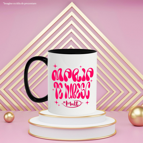 Cana Personalizata "Mesaj Romantic Te Iubesc Mult Maria - Cadou Personalizat cu Stele pentru Valentine's Day" [2]