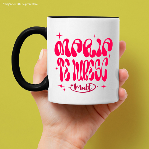 Cana Personalizata "Mesaj Romantic Te Iubesc Mult Maria - Cadou Personalizat cu Stele pentru Valentine's Day" [1]