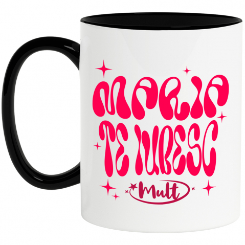 Prieteni - Cana Personalizata "Mesaj Romantic Te Iubesc Mult Maria - Cadou Personalizat cu Stele pentru Valentine's Day"