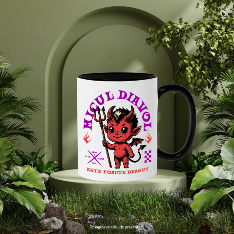 Cana Personalizata Diavol Cu Furca și Mesaj „Micul Diavol Este Foarte Drăguț” pentru Halloween | Cadou Personalizat pentru Copii [2]