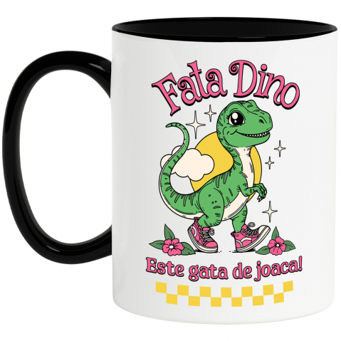 Copii - Cana Personalizata Dinozaur cu Adidași Roz Personalizat pentru Copii – Cadou Unic și Distractiv