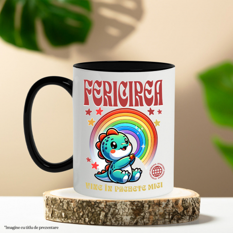 Cana Personalizata Dinozaur Curcubeu Colorat - Fericirea Vine În Pachete Mici [2]