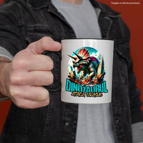 Cana Personalizata Dinozaur Fioros Atacă Orașul 3D - Cadou Personalizat pentru Copii și Tati [1]