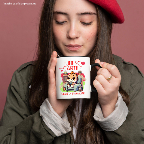 Cana Personalizata Tricou Personalizat Dinozaur - "Iubesc Cărțile, De Asta Știu Multe" | Cadou pentru Cititori și Iubitori de Educație [1]