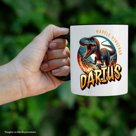 Cana Personalizata Dinozaur T-rex Furios prin Flăcări – Marele Dinozaur Darius pentru Cadouri Personalizate [1]