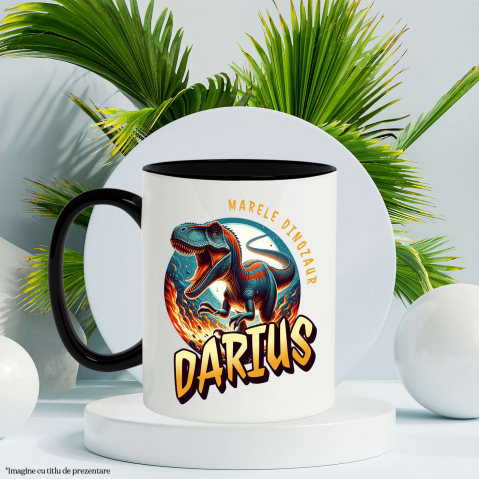 Cana Personalizata Dinozaur T-rex Furios prin Flăcări – Marele Dinozaur Darius pentru Cadouri Personalizate [2]