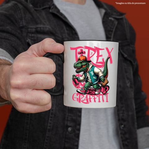 Cana Personalizata T-Rex Gangster Graffiti - Îmbrăcăminte Stradală Urbană cu Artă Personalizată pentru Copii și Adulți [1]