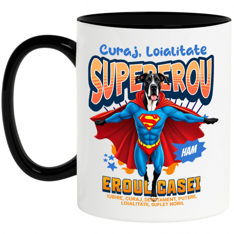 Supereroi - Cana Personalizata Dog German în Costum de Superman – Produse Personalizate pentru Copii și Familie