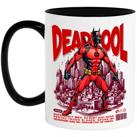 Supereroi - Cana Personalizata Dog German în Costum Deadpool – Câine Supererou Amuzant și Personalizat