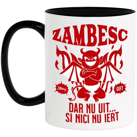 INGERI - Cana Personalizata Drăcușor Diavol Zâmbitor cu Text „Zâmbesc Dar Nu Uit” - Cadou Personalizat Halloween pentru Familie și Prieteni