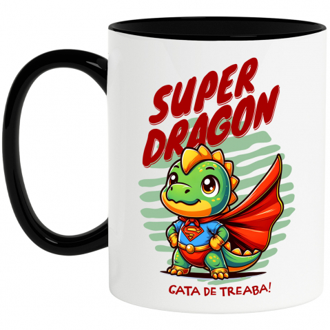 Supereroi - Cana Personalizata Dragon Super Erou cu Pelerină Roșie - Cadouri Personalizate pentru Copii și Familie