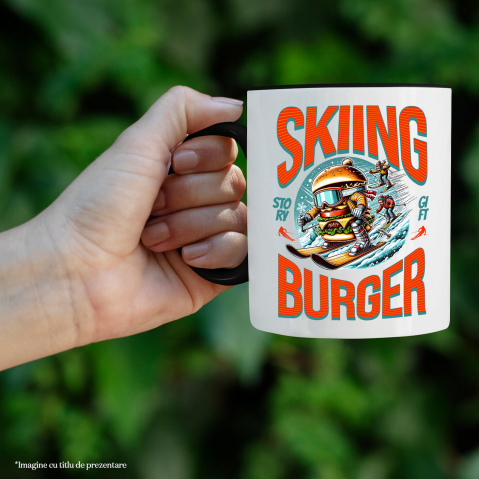 Cana Personalizata Dublu Burger Imsen Schiuri Pe Pârtie | Cadou Personalizat Pentru Familie și Iubitorii De Sport [1]