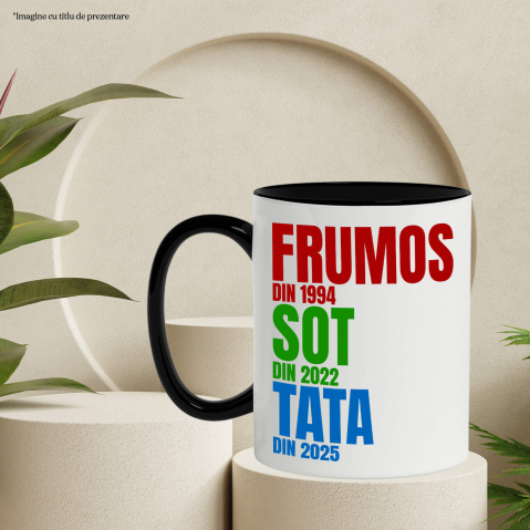 Cana Personalizata „Din 1994 Soț, din 2022 Tată din 2025” | Cadou Personalizat Iubire și Familie [2]