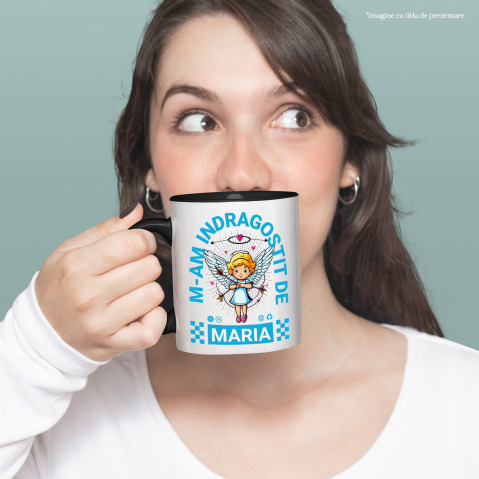 Cana Personalizata Statuie Fata Copil Cu Aripi Înger – Cadou Personalizat Valentine's Day „M-am Îndrăgostit De Maria” [1]