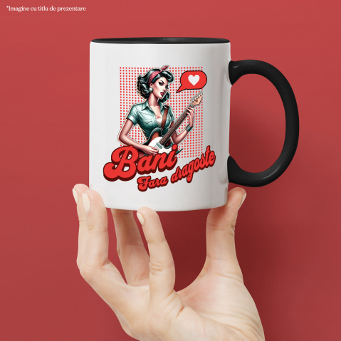 Cana Personalizata Fată cu Chitara Electrică - Cadou Personalizat pentru Iubitori de Muzică, Mesaj Rock [1]