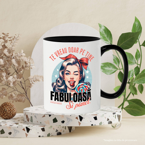 Cana Personalizata Fata cu Fundă și Acadea - Cadou Personalizat „Te Vreau Doar Pe Tine” [2]