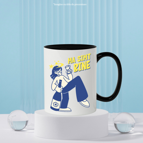 Cana Personalizata „Fată cu Pahar de Vin și Sticlă Personalizată - Cadou Energic pentru Femei și Prieteni” [2]