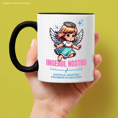 Cana Personalizata Fata Înger cu Aripi și Coroană – Cadou Personalizat „Copilul Nostru Frumos și Deștept” pentru Fetițe [1]