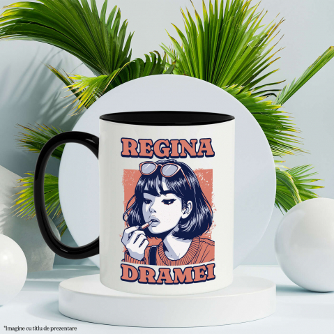 Cana Personalizata Fata Modernă cu Breton și Ochelari de Soare - Cadou Personalizat „Regina Dramei” [2]