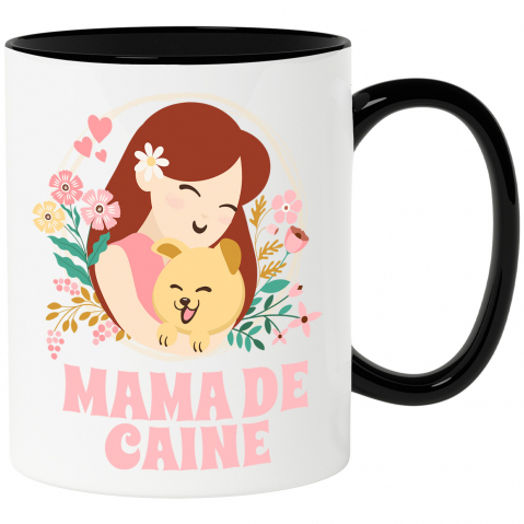 Cana Personalizata "Fata și Câine – Cadouri Personalizate pentru Mama de Câine cu Flori Colorate"