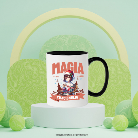 Cana Personalizata Fată Stil Anime cu Căciulă și Pulover de Crăciun – Cadouri Personalizate pentru Magia Crăciunului [2]