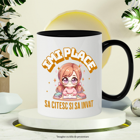 Cana Personalizata Tricou Personalizat Fata Anime – "Imi Place Sa Citesc si Sa Invat" | Cadou Educativ pentru Iubitori de Carti [2]