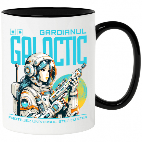 Supereroi - Cana Personalizata Fata În Costum Spațial Cu Arma – Cadou Personalizat „Gardianul Galactic Protejez Universul” Pentru Copii