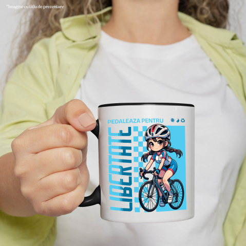 Cana Personalizata Fată Anime pe Bicicletă – Design Sportiv pentru Cadouri Personalizate [1]