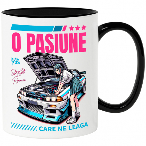 Masini - Cana Personalizata Fată Anime & Mașină De Curse – Viteză, Stil și Adrenalină