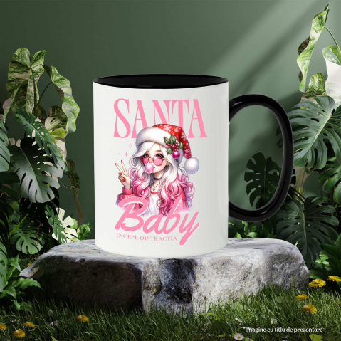 Cana Personalizata Fată Stil Anime cu Căciulă de Crăciun – Santa Baby și Distracția Începe de Crăciun [2]