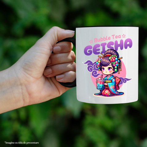 Cana Personalizata „Fată Stil Asiatic cu Ceai Rece cu Bule - Pahar Personalizat pentru Bubble Tea” [1]