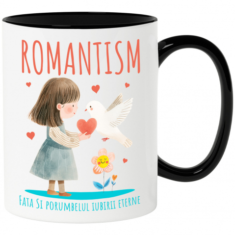 Căni - Cana Personalizata „Cadouri personalizate cu față stil desene animate, porumbel alb și floare zâmbitoare pentru iubire”