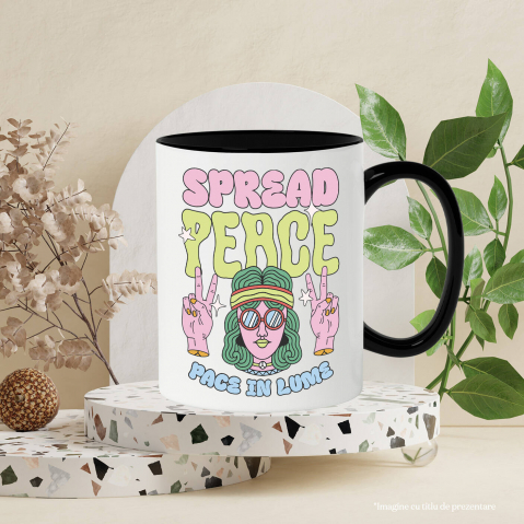 Cana Personalizata Fata Stil Hippie Ochelari și Bandana - Spread Peace Cadou Personalizat pentru Familie [2]