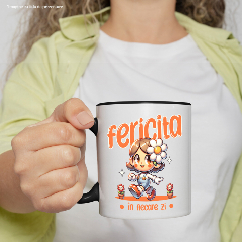 Cana Personalizata Fată Veselă Animată cu Floare – Cadou Personalizat pentru Copii și Familie [1]