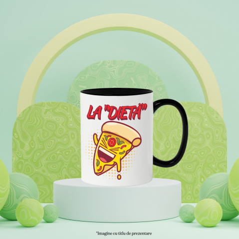 Cana Personalizata Felie de pizza personalizată pentru copii | Cadou amuzant cu text „La dietă” și fast food [2]