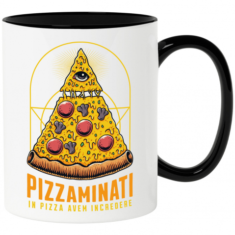 Mancare - Cana Personalizata Pizza bizara cu ochi | Cadou personalizat și haios pentru familie și prieteni