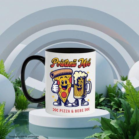 Cana Personalizata "Felie De Pizza și Halba Bere - Cei Mai Buni Prieteni, Dragoste și Iubire" [2]