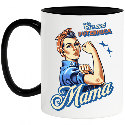 Mama - Cana Personalizata "Cea Mai Puternică Mama Familie – Cadouri Personalizate pentru Femeia Gospodină"