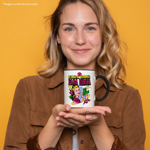 Cana Personalizata Femeie Retro Numărând Bancnote Bani – „Fără Bani Fără Iubită” – Cadou Personalizat pentru Familie, Tati, Copii, Prieteni [1]