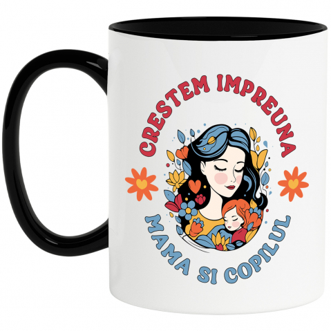 Cana Personalizata "Femeie și Fata – Cadouri Personalizate Flori Colorate pentru Mama și Copil"