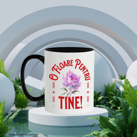 Cana Personalizata Floare Roz cu Mesaj de Dragoste | Cadou Romantic Personalizat | „O Floare Pentru Tine” [2]