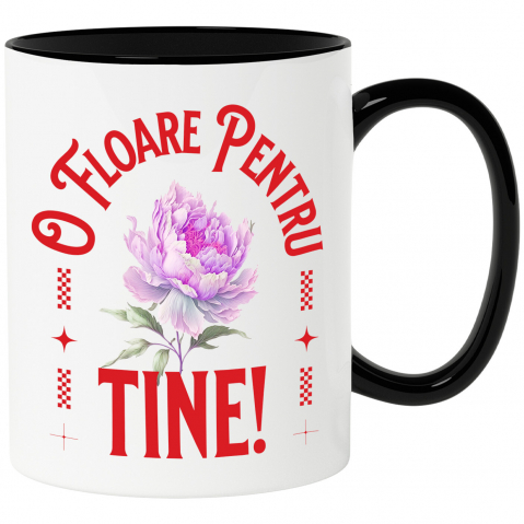 Flori - Cana Personalizata Floare Roz cu Mesaj de Dragoste | Cadou Romantic Personalizat | „O Floare Pentru Tine”