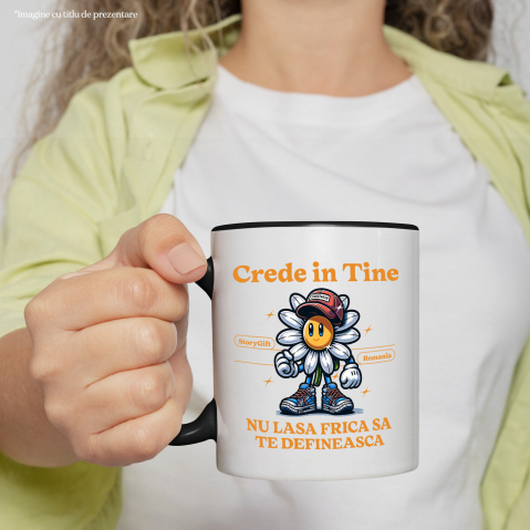 Cana Personalizata Floare Veselă cu Sapcă și Text „Crede în Tine” | Cadouri Personalizate pentru Femei, Copii și Familie [1]