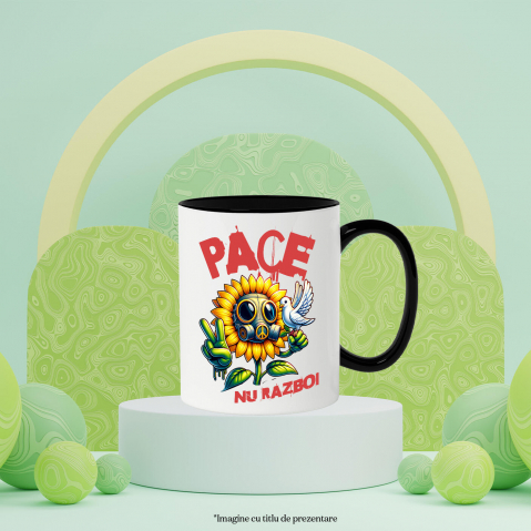 Cana Personalizata Floarea Soarelui cu Masca Toxică și Porumbel Alb | Mesaj „Pace, Nu Război” | Cadouri Personalizate pentru Femei, Familie și Prieteni [2]