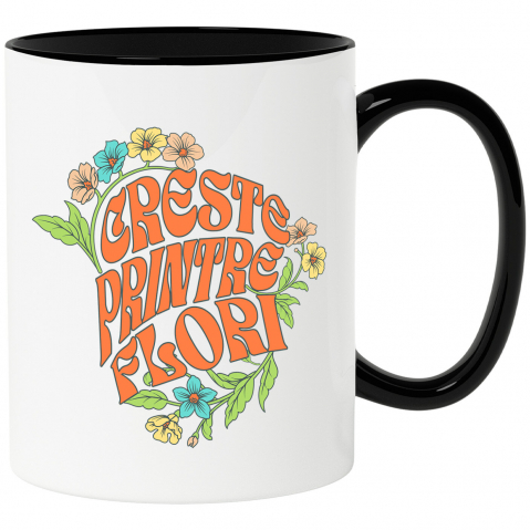 Căni - Cana Personalizata Flori Colorate și Text Inspirațional | Cadouri Personalizate pentru Femei și Familie