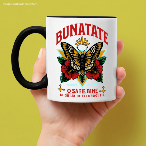 Cana Personalizata Fluture Colorat și Flori Colorate - Mesaj de Bunătate pentru Cadouri Personalizate [1]